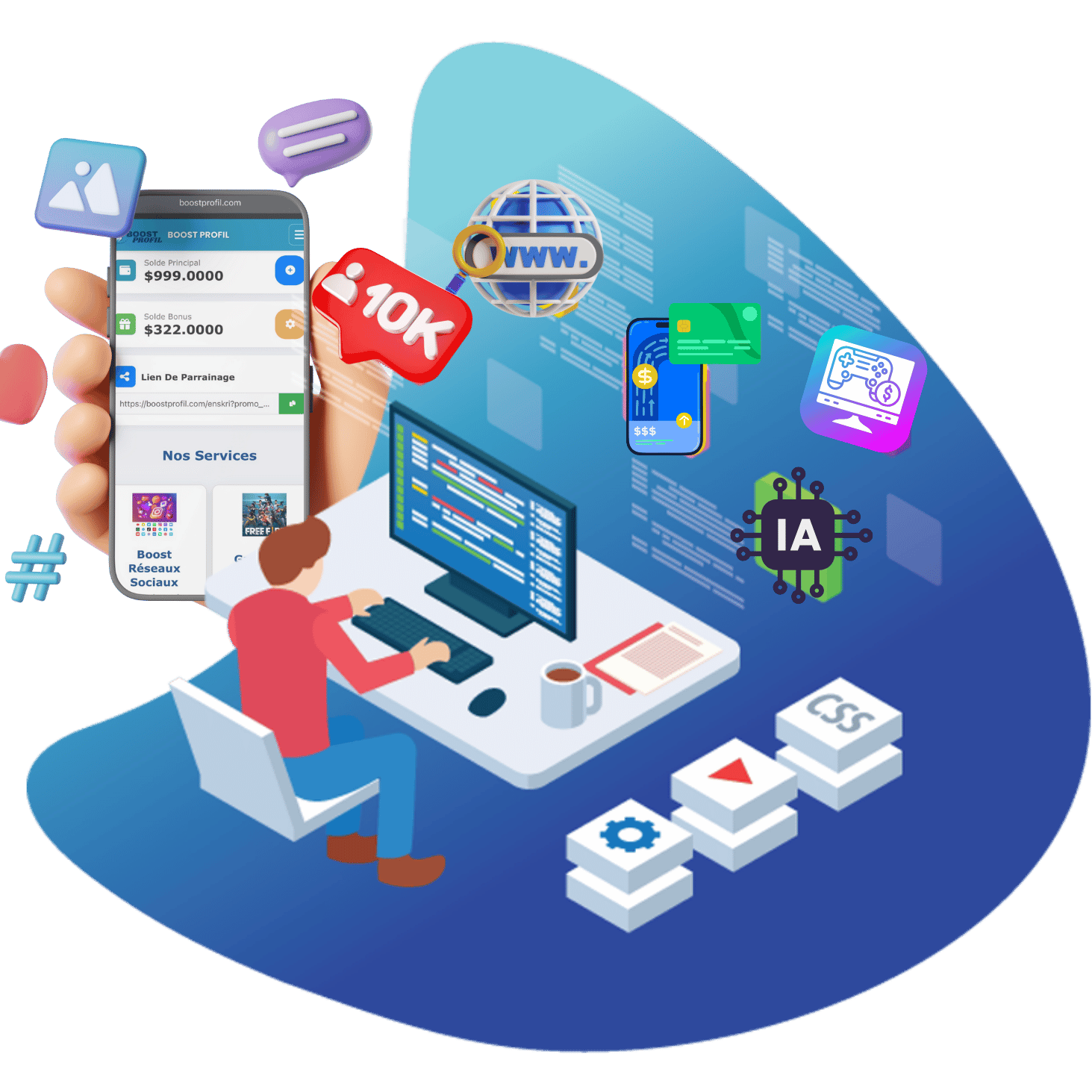 Image illustrant l'écosystème BoostProfil et son utilisation de l'IA